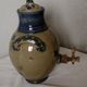 Old belly vinegar in beige and blue enamelled gres