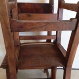 Set of 8 walnut and leather chairs from the 1950s
