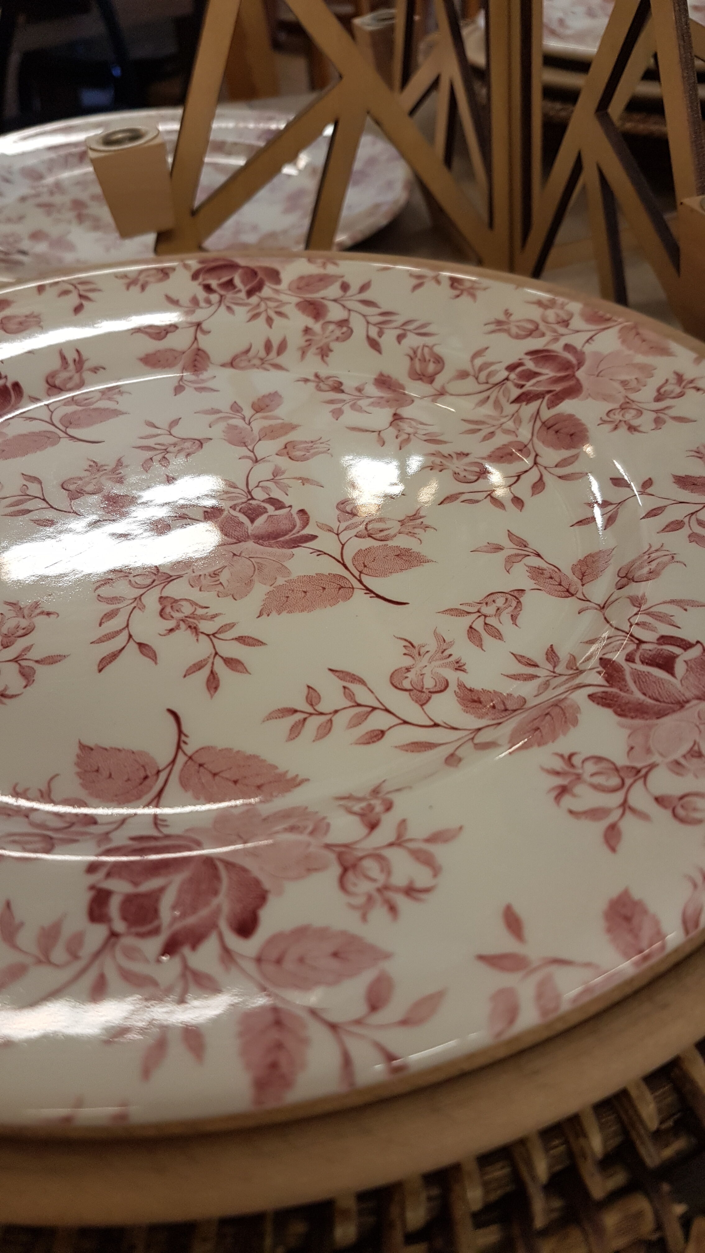 English plates earthenware ironstone rose floral pattern