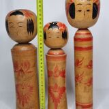 Set of three Kokeshi family dolls, vintage, 32 cm
