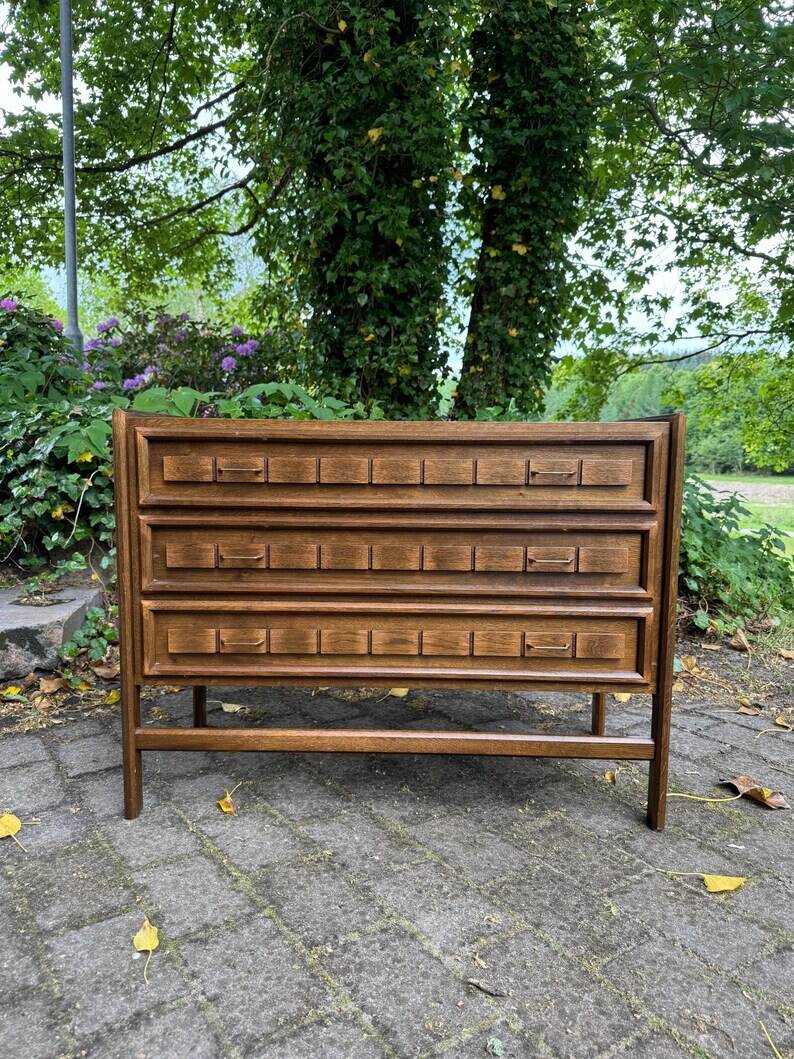 Tinted Oak Chest of Drawers, Henry Kjaernulf Style, 1960-70, Danish Design