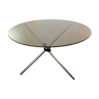 Round kitchen or dining room in smoked glass chrome structure an70