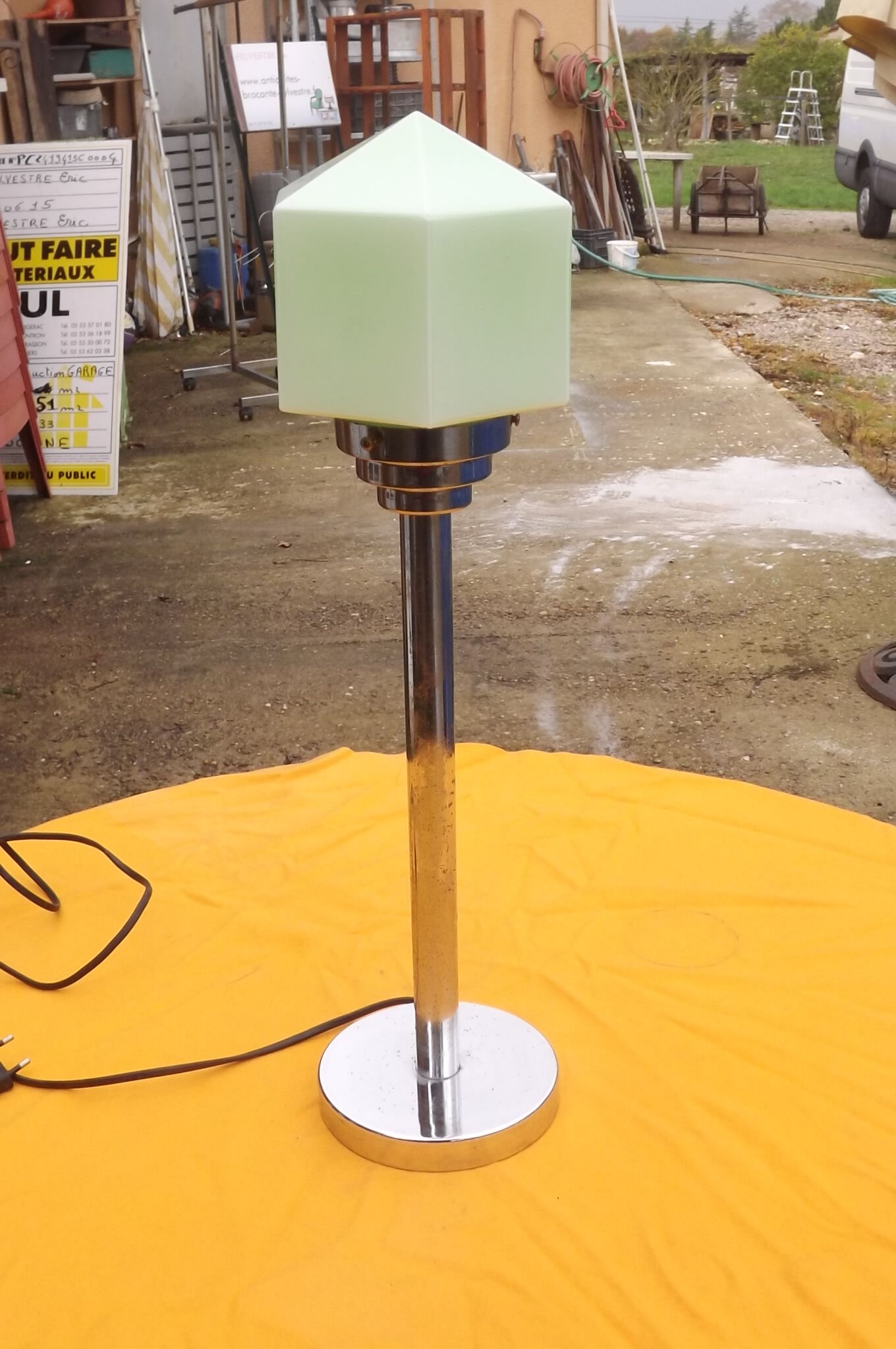 Year 60/70 Chrome and frosted glass lamp