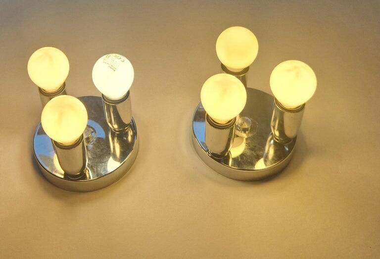 Set of Two Wall Lamps, Flush Mount, Sputnik, Space Age, Italy, 1970s