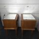 Pair of vintage oak bedside tables with mirror top