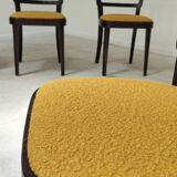Lot de 4 chaises Thonet art déco 1930 , bouclette Jaune moutarde