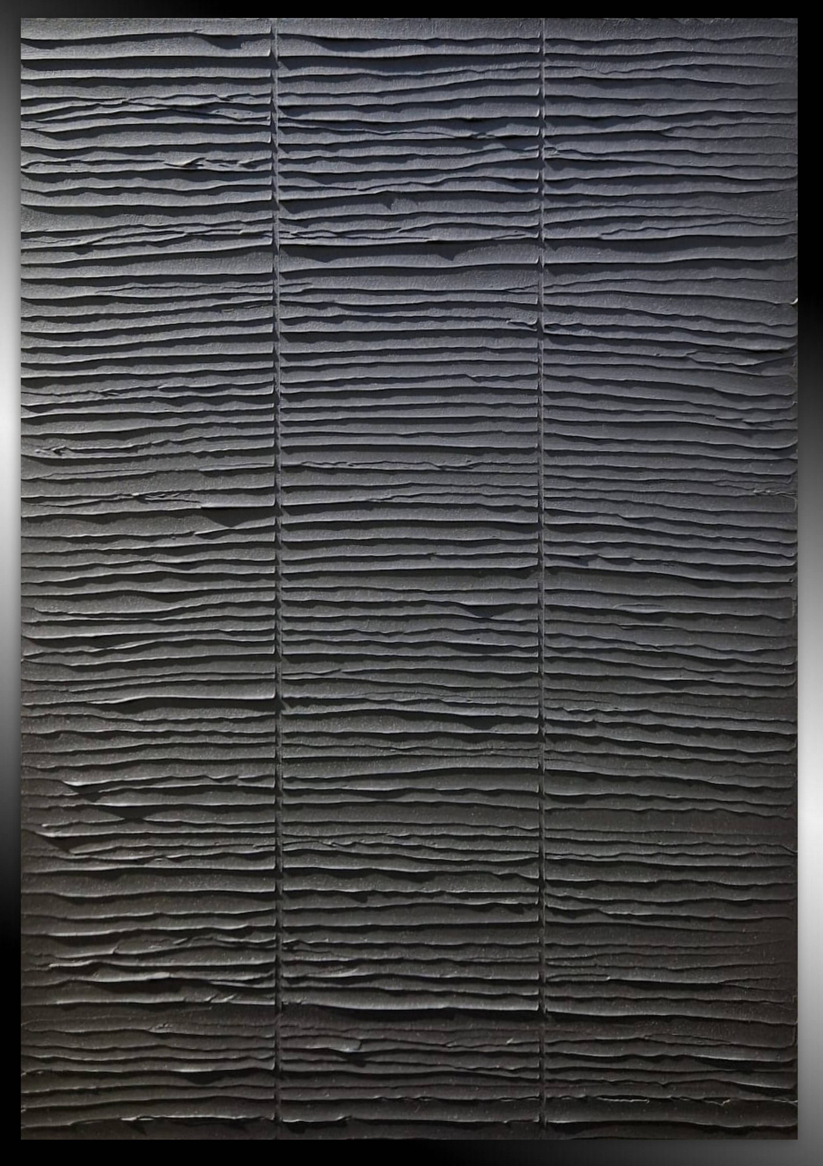 Monochrome minimalist black abstract painting