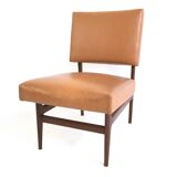 Pair of Vintage Camel Skai Lounge Chairs with Ebonized Wood Frame by Dassi
