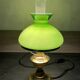 Vintage 1970s lamp in green opaline and brass.