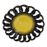 Iridescent brown and yellow braided ceramic cup/table center/Fruit bowl/Vallauris/Vintage