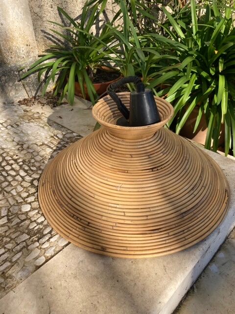 Seventies rattan hanging lamp