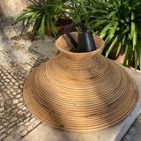 Seventies rattan hanging lamp