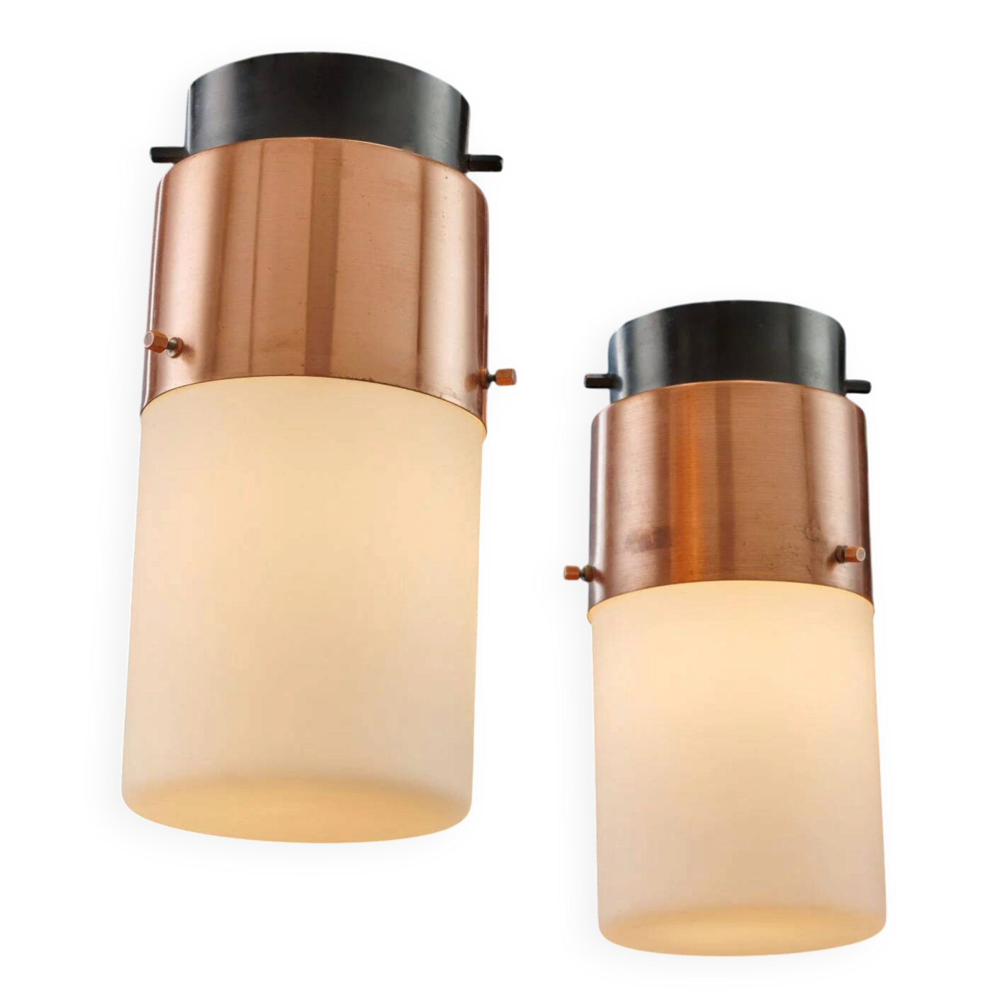 Plafonniers Stilnovo 1245 en cuivre et aluminium, Italie, années 1960
