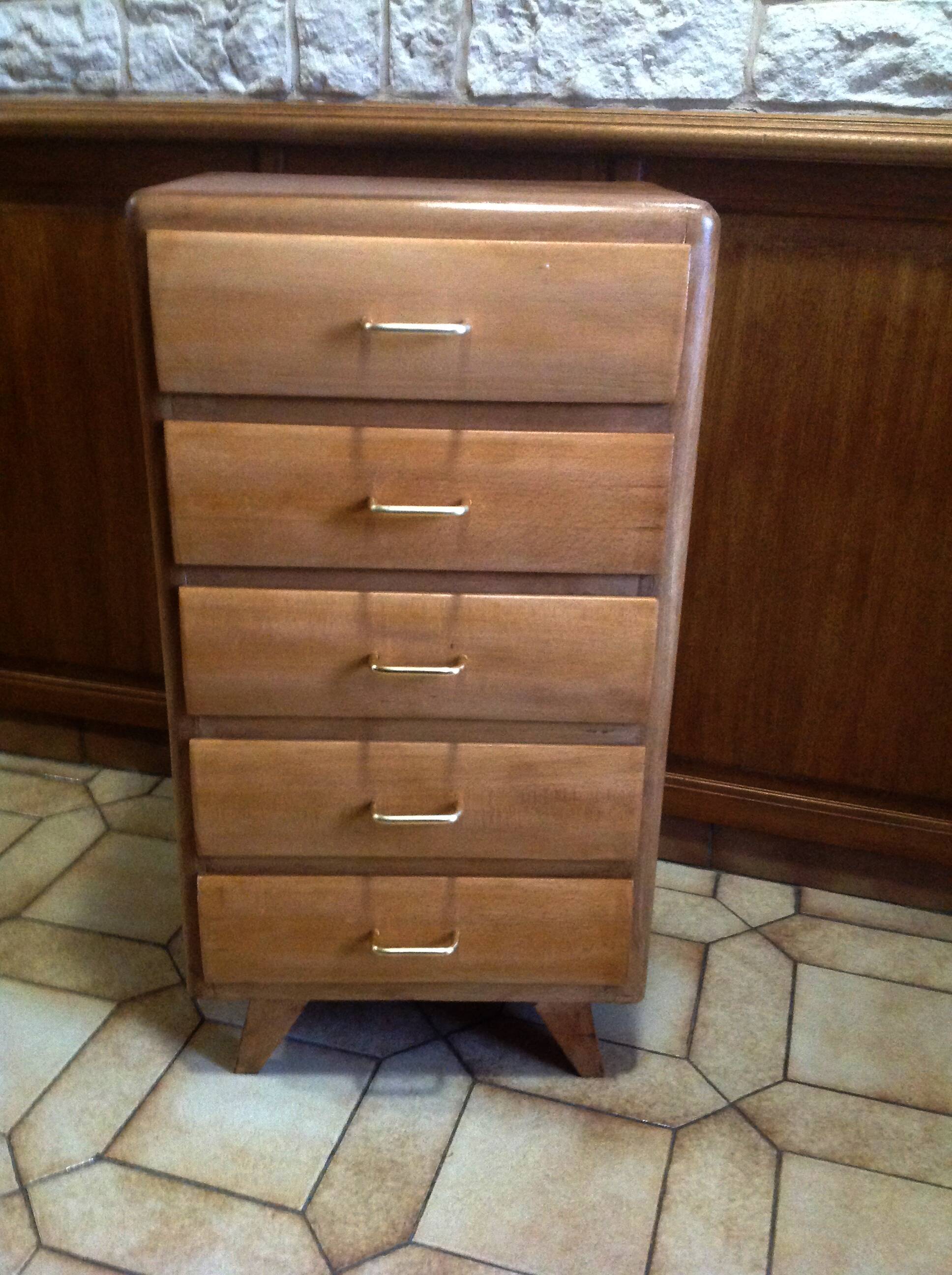 Vintage weekly chest of drawers with compass feet