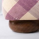 Upholstered bench in mauve and cream Vichy fabric, France, 1970s