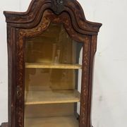 Dutch display cabinet in two parts made of marquetry wood.
