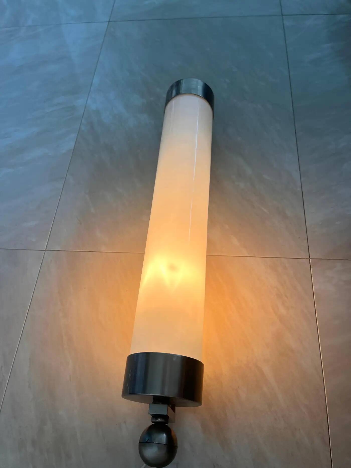 XXL big chrome and milk glass Bauhaus / functionalist wall lamp - 1930s