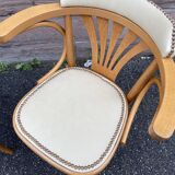 Pair of vintage curved wood bistro armchairs
