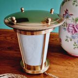 Lampe en laiton et porcelaine années 50
