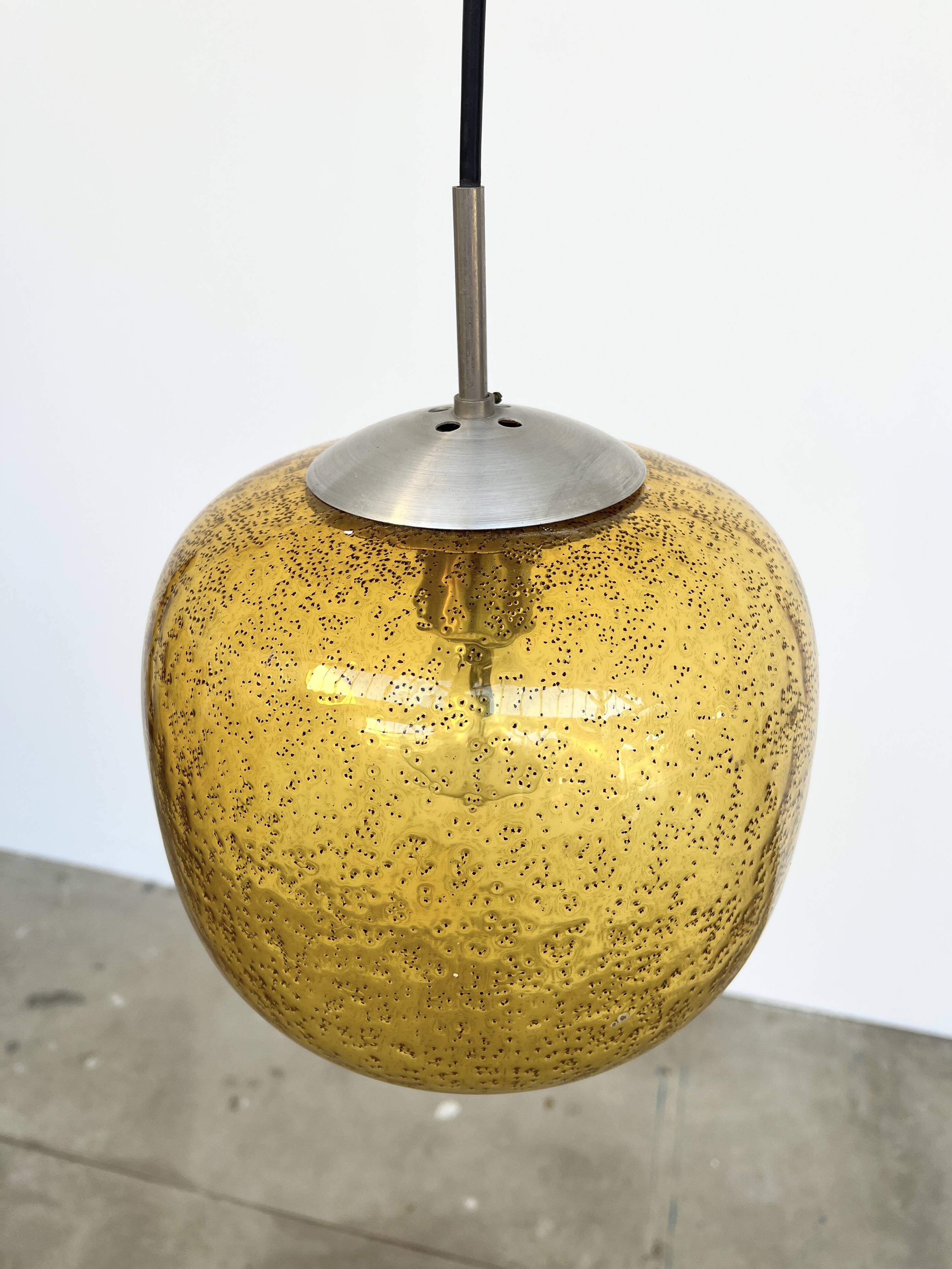 Amber Blown Glass Pendant – Organic Design 70's – Ø23cm