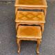 3 tables gigognes Louis XV en chêne massif clair et marqueterie 1950