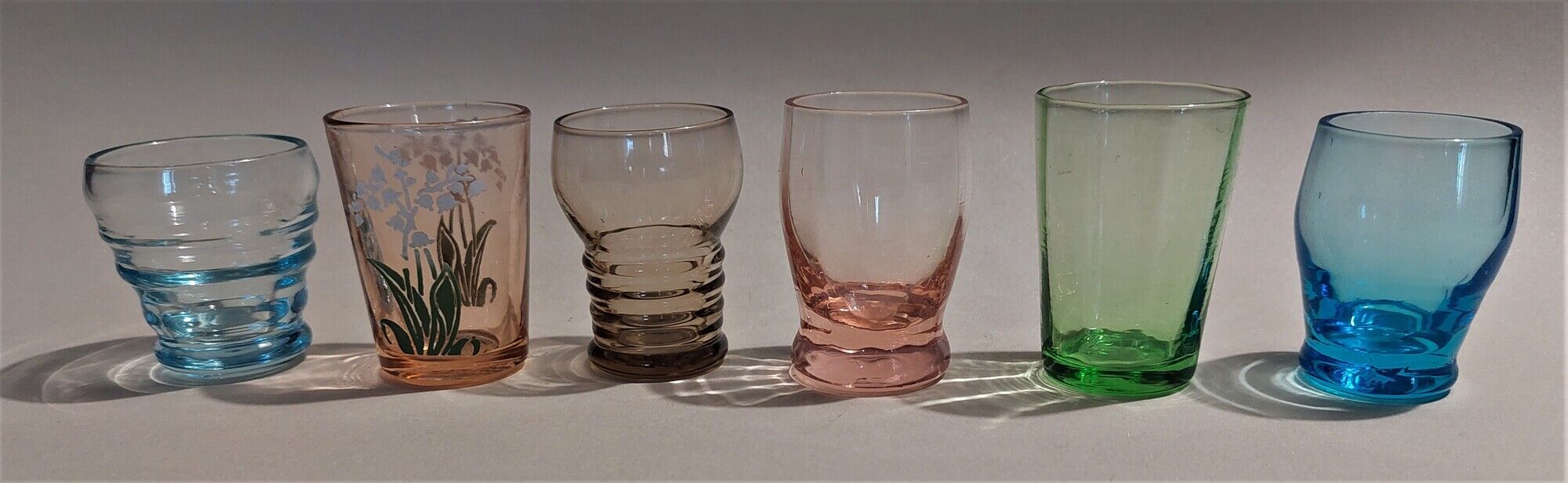 Vintage shooter shot glasses series of six assorted colors