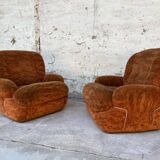 Pair of vintage velvet armchairs 1970 Italy