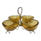 Vintage Aperitif Tray by Vereco Amber Glass and Gold Metal ⎥ 1970s