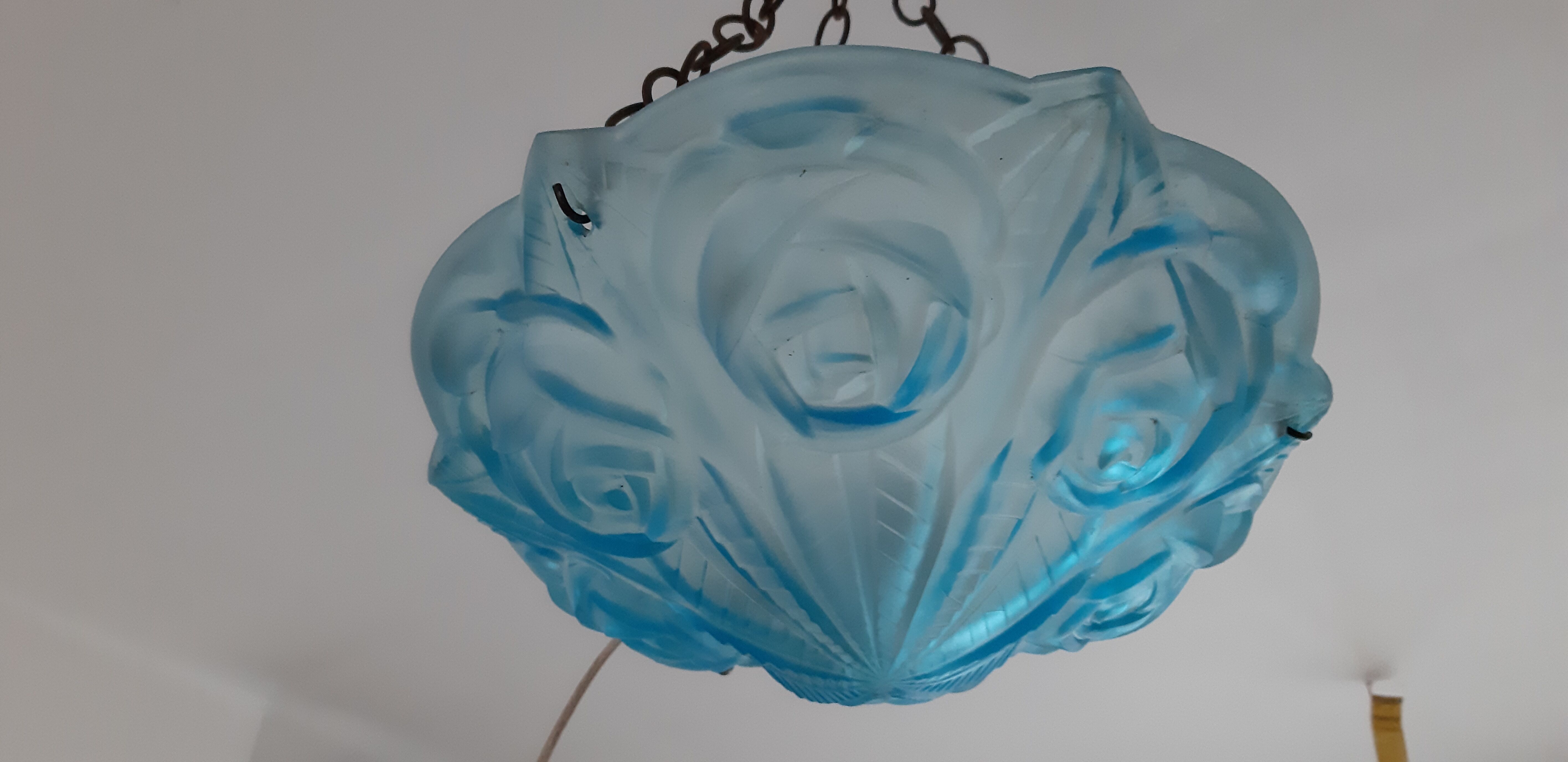 Glass chandelier Degué Blue