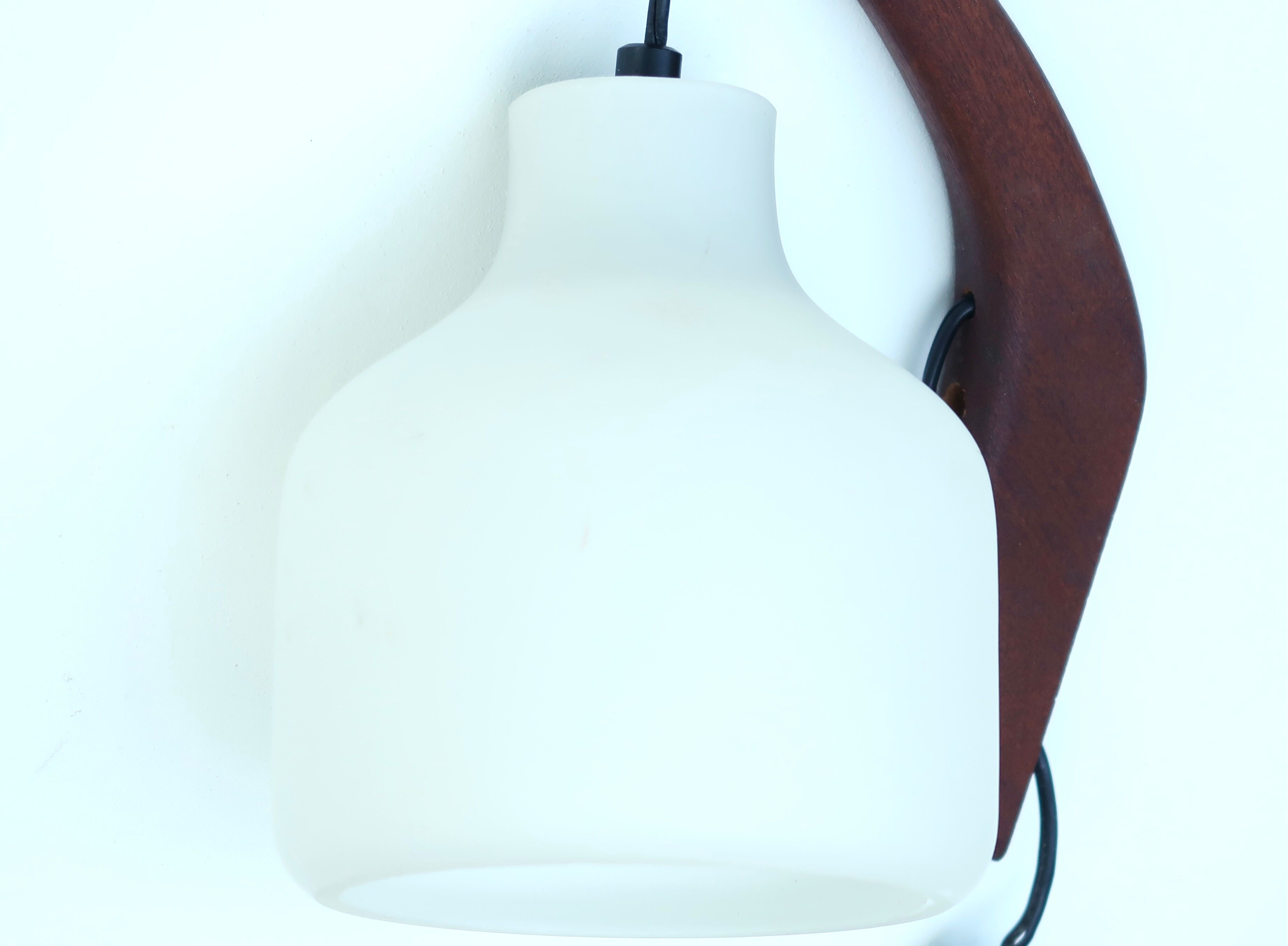 Teak and opaline wall lamp, 60s