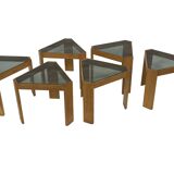 Vintage Set of 3 side tables by Porada Arredi, 1970s nesting tables design