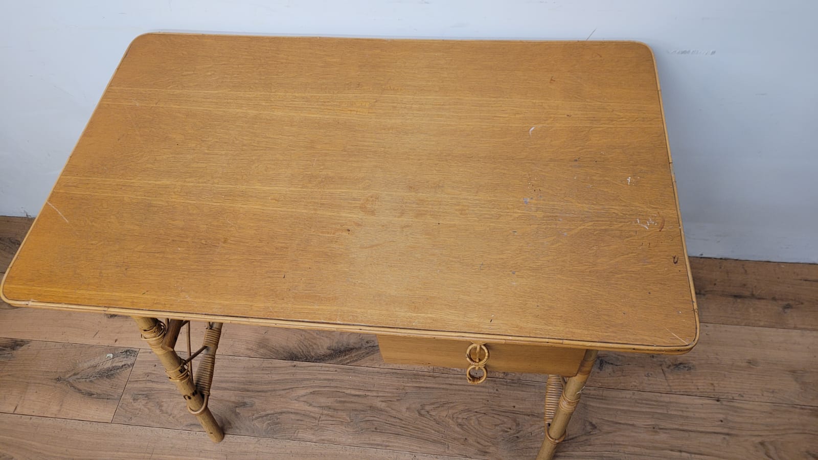 Rattan and oak desk 1950