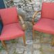 Pair of chairs bridge years 50 wood and fabric