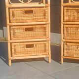Pair of 1970s rattan bedside tables