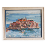Mid Century painting "Saint Stephen Island" by Predrag Vukicevic