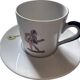Lot de 4 tasses et soucoupes anciennes, décor Arlequin
