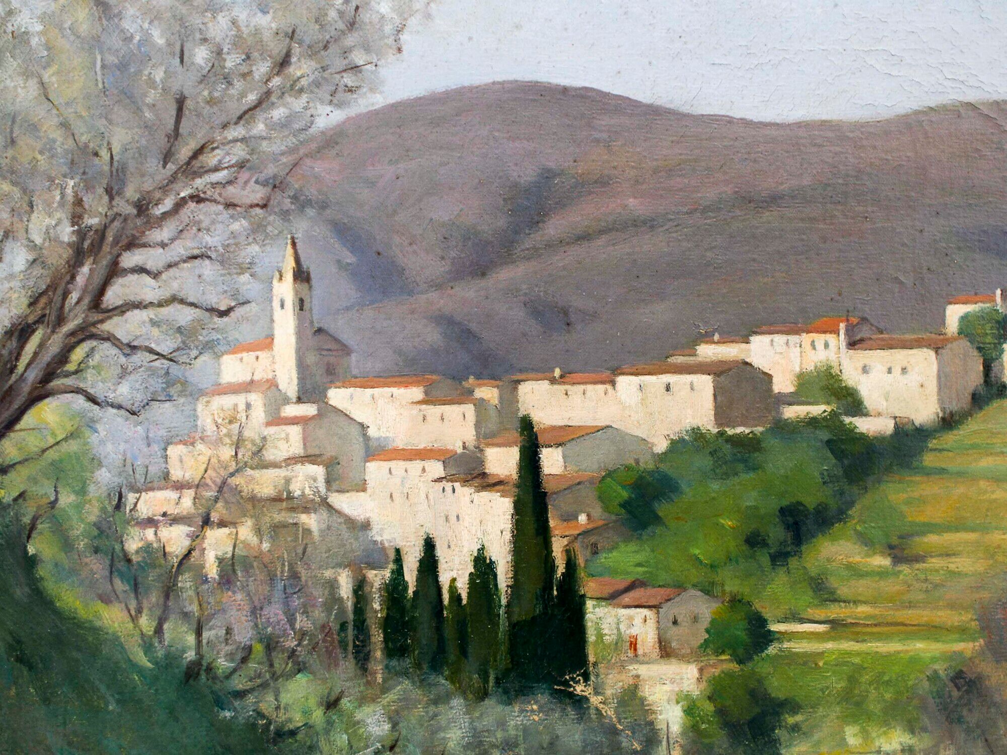 Oil on canvas The Village of Tales by Paul Izarn 1934