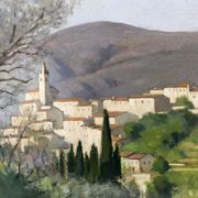 Oil on canvas The Village of Tales by Paul Izarn 1934