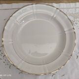 Plat rond creux niderviller en faïence blanche liseré doré