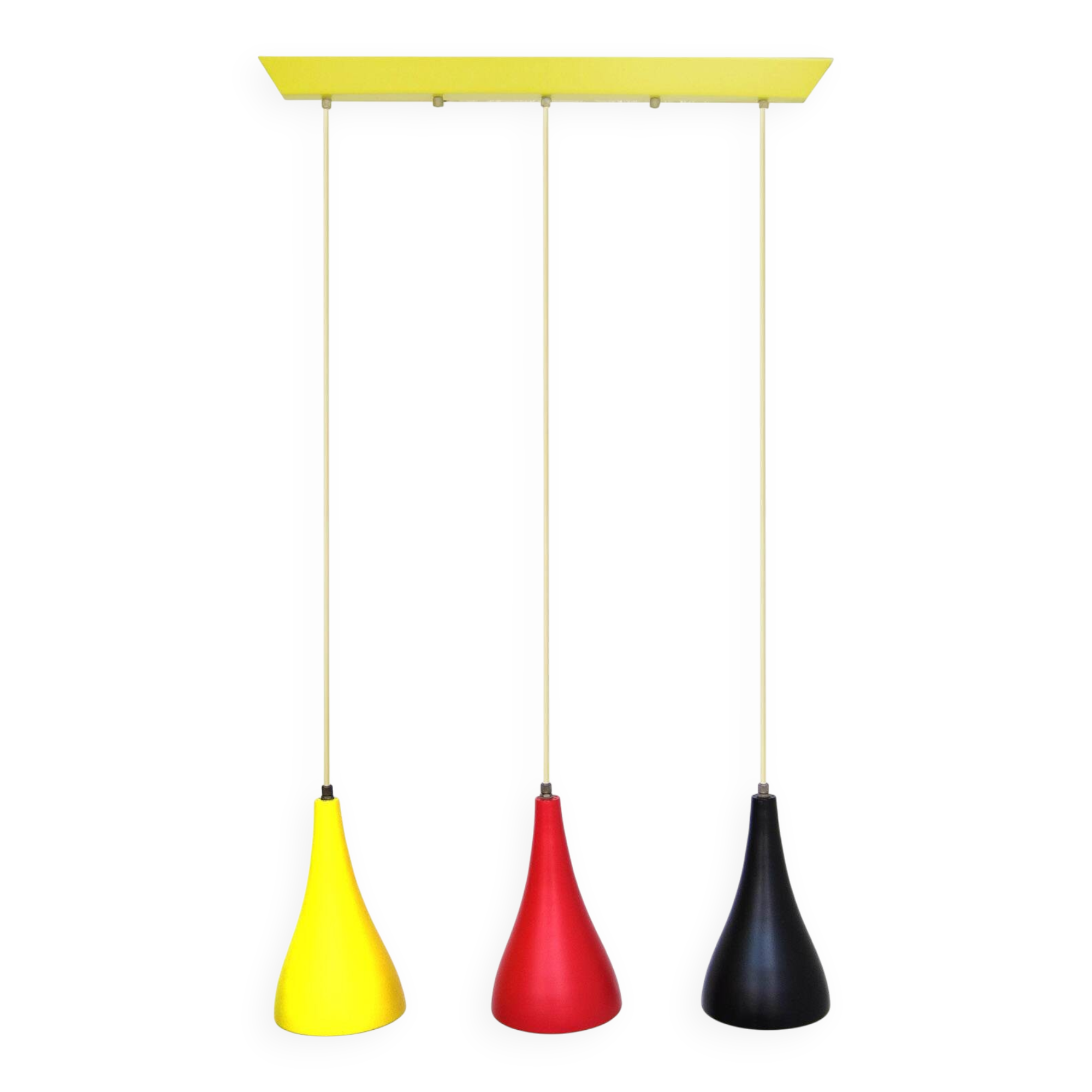 Louis Kalff – pendentif vintage Philips jaune, rouge, noir