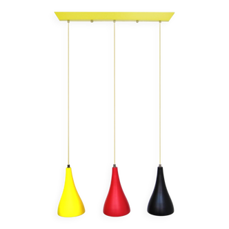 Louis Kalff – pendentif vintage Philips jaune, rouge, noir