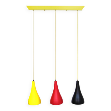 Louis Kalff – pendentif vintage Philips jaune, rouge, noir