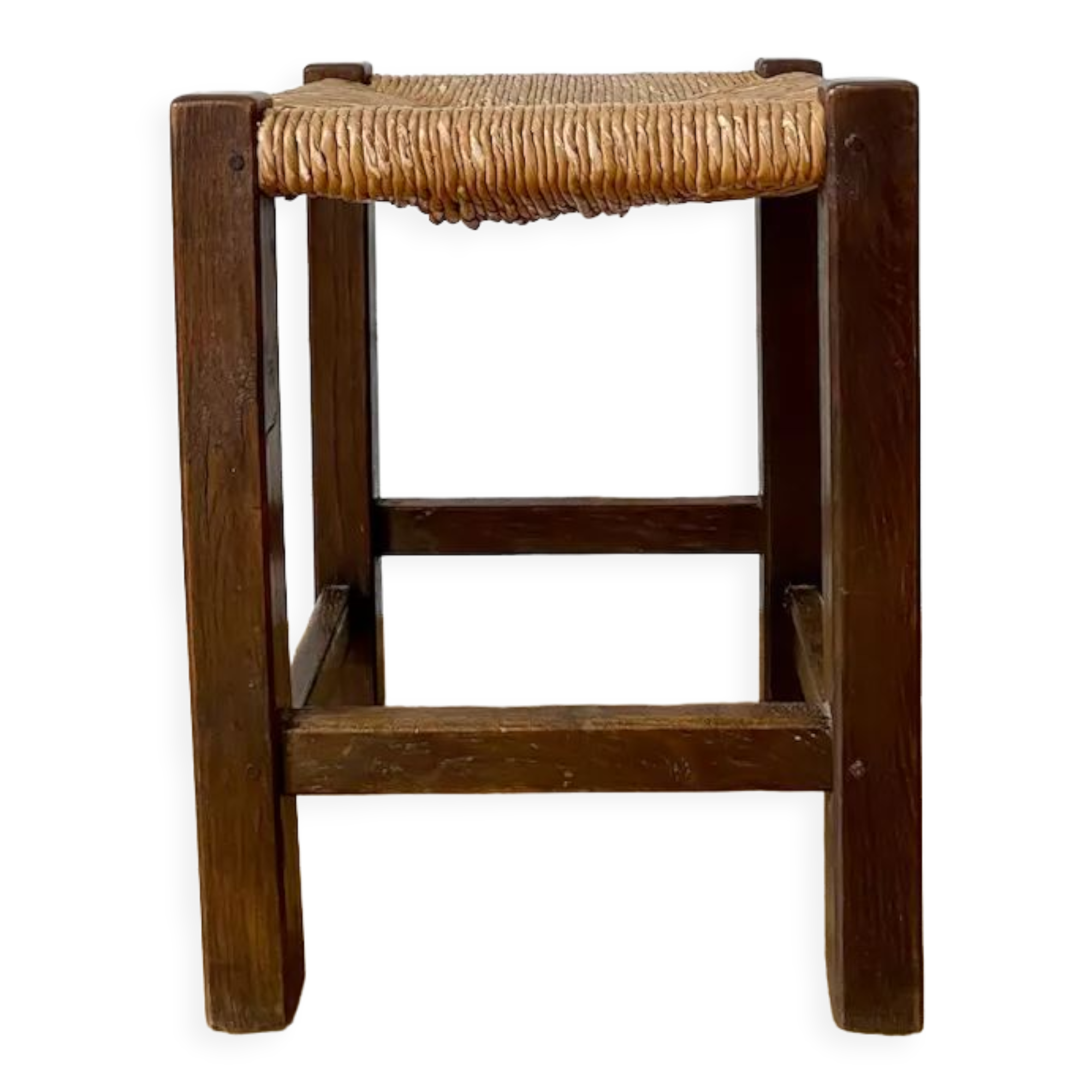 Wooden stool and antique straw