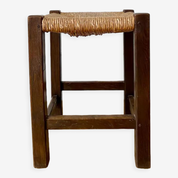 Wooden stool and antique straw