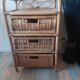 Lot de 2 commodes 3 tiroirs en rotin vintage