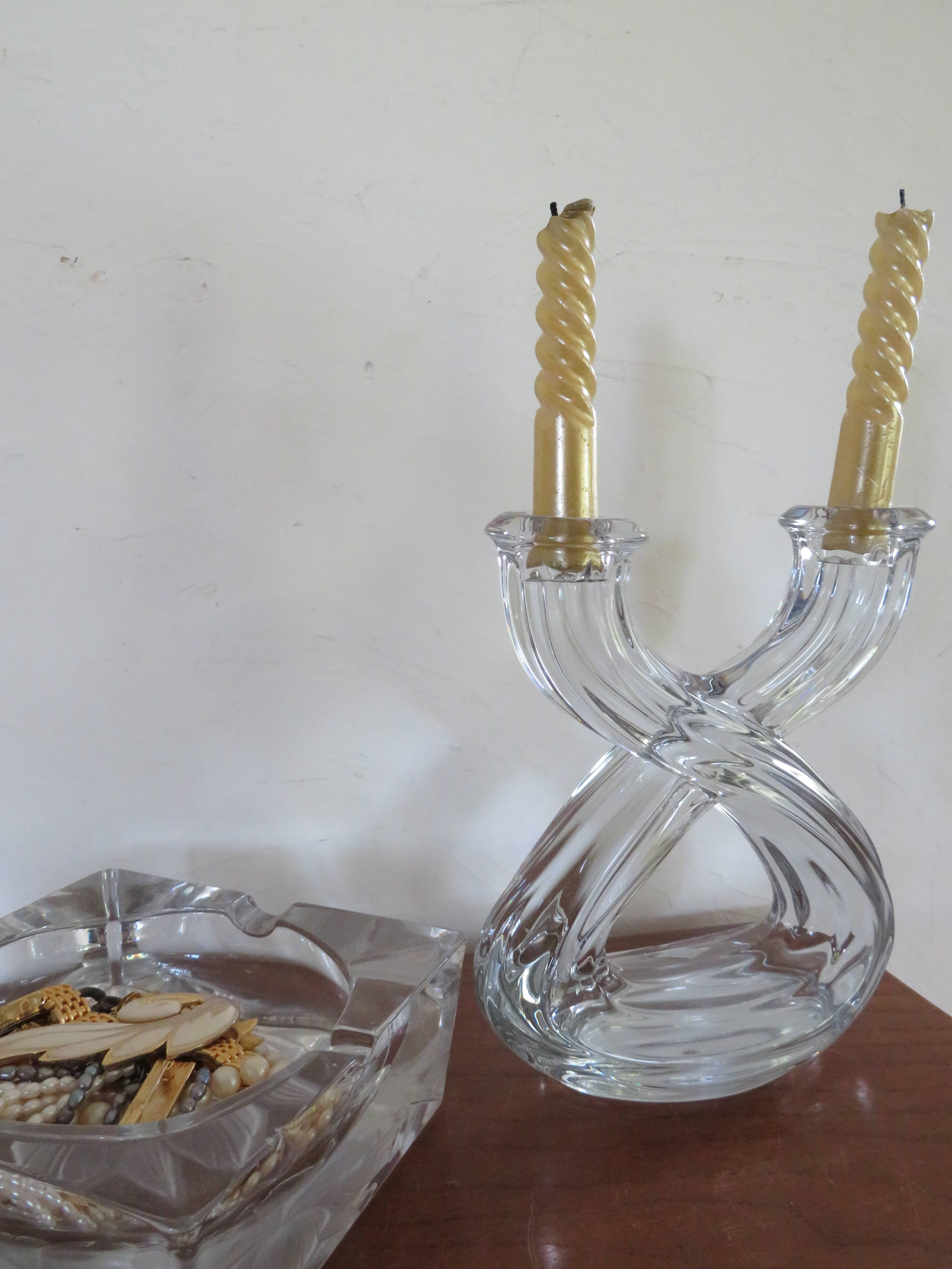Pair of vintage crystal candlesticks