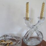 Pair of vintage crystal candlesticks