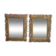 2 carved rectangular wooden mirrors, golden patina