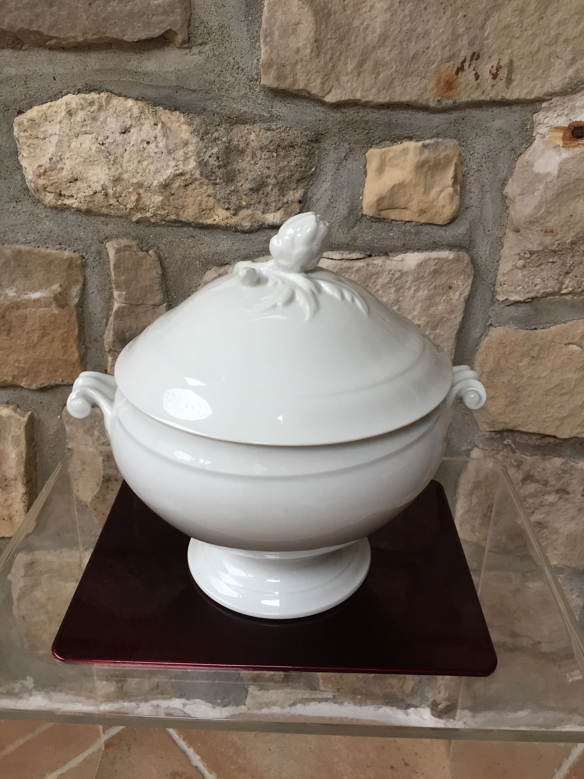 Ancient white porcelain soup tureen