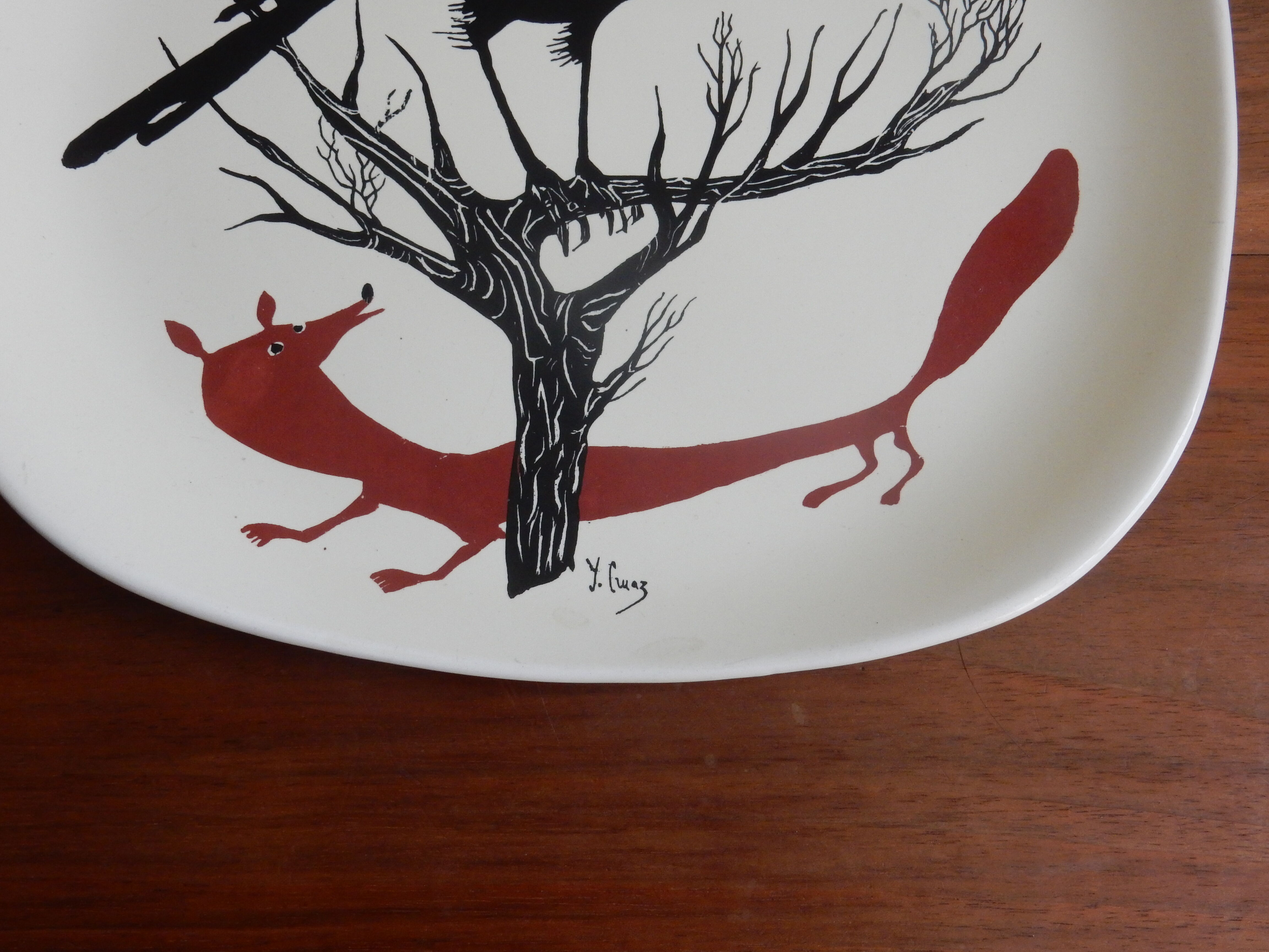 Decorative plate The raven and the fox Salins France